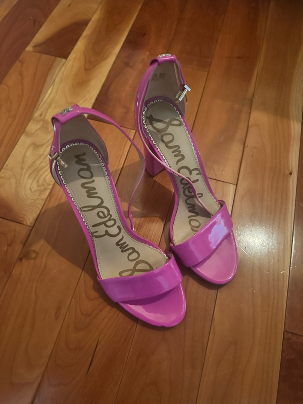 Sam Edelman Hot Pink Patent Ankle-Strap Heels